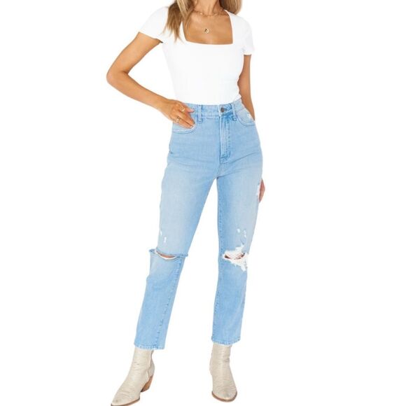 Show Me Your MuMu Denim - Show Me Your MUMU Midtown Straight Jean Ripped Knee